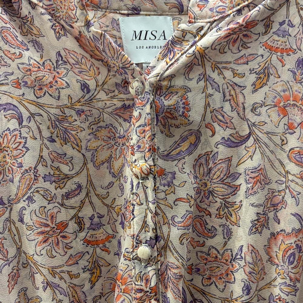 Misa Los Angeles Pink Paisley Smocked Dress - Picture 2 of 4